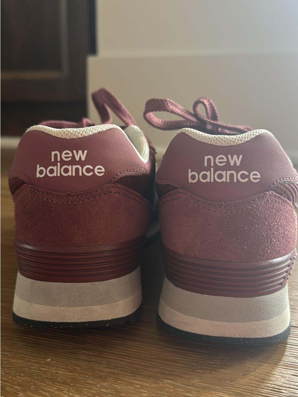 New Balance Women's Maroon Sneakers with Light Pink 'N' Logo - Picture 2 of 2